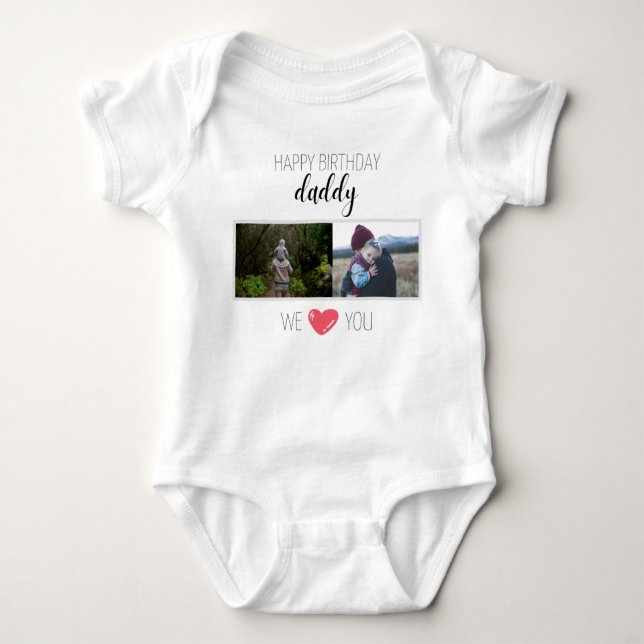 GLÜCKLICH BIRTHDAY DADDY BABY BODYSUIT PERSONALISI STRAMPLER (Vorderseite)