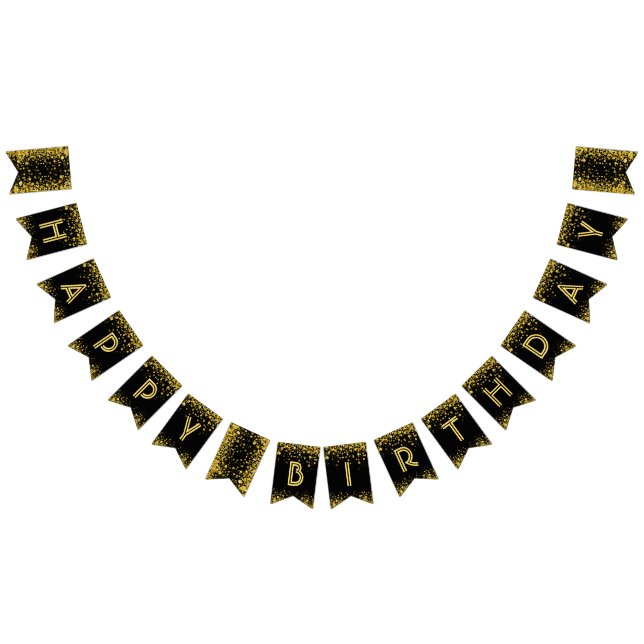 ☆ GLÜCKLICH BIRTHDAY Gold Confetti Wimpelkette (Alle)
