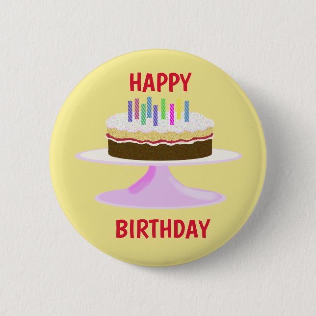 Glücklich Birthday Marmelade Biskuitkuchen und Ker Button (Vorderseite)