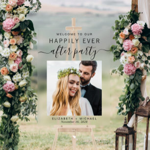 Glücklich bis ans Ende der Zeit Foto Hochzeitsempf Acrylschild