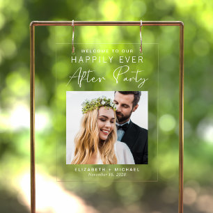 Glücklich bis ans Ende der Zeit Foto Hochzeitsempf Acrylschild