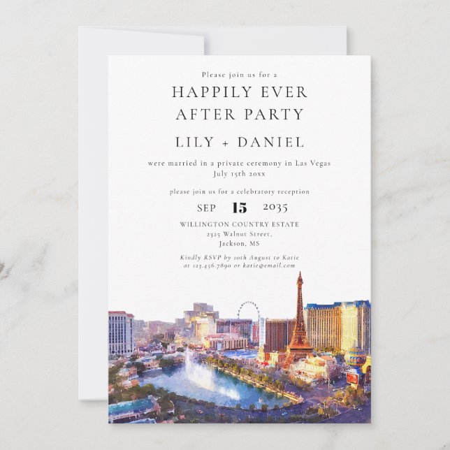Glücklich bis ans Ende der Zeit Las Vegas Hochzeit Einladung (Vorderseite)