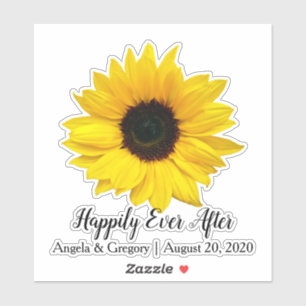 Glücklich bis ans Ende der Zeit Sonnenblumen-Hochz Aufkleber