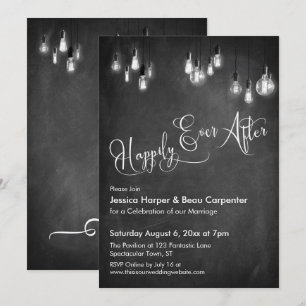 Glücklich bis ans Ende, Edison-Lichter, Schultafel Einladung