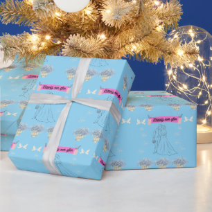 Glücklich bis ans Ende in Babyblau Geschenkpapier