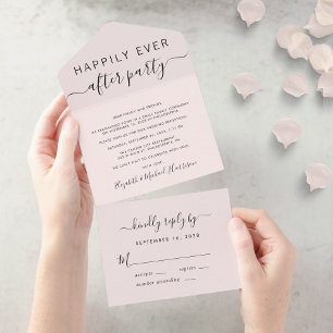 Glücklich bis ans Ende Pink Hochzeitsempfang All In One Einladung