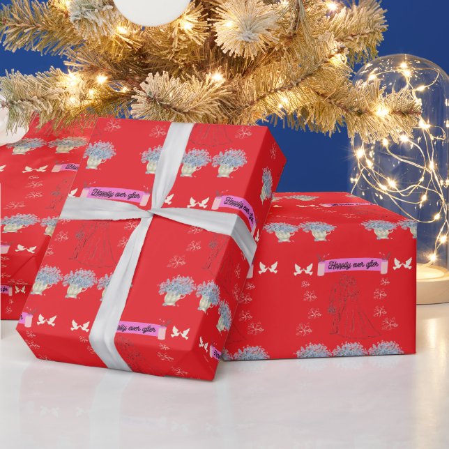 Glücklich bis ans Ende rot Geschenkpapier (Feiertage)