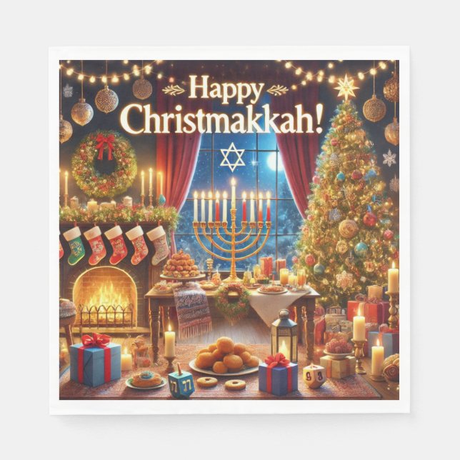 Glücklich Christmakkah! Serviette (Vorderseite)