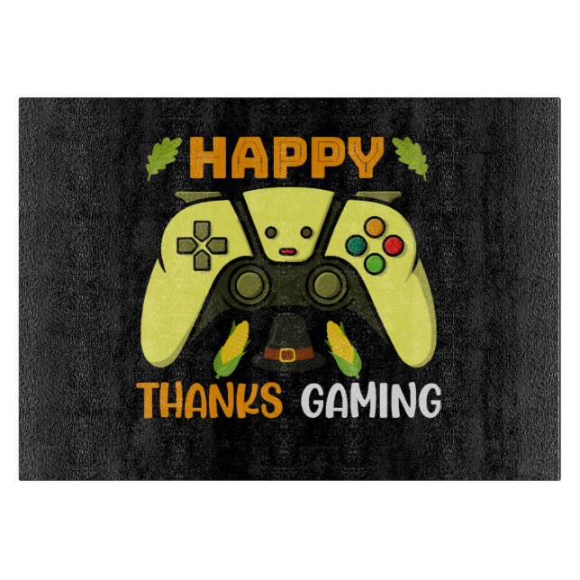 Glücklich dank Gaming Funny Schneidebrett (Vorderseite)