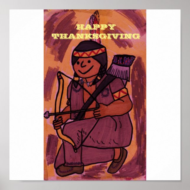 GLÜCKLICH DANKSGIVING AMERIKANISCHE UREINWOHNER PO POSTER (Vorne)