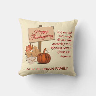 GLÜCKLICH DANKSGIVING Customized Scripture Phil 4: Kissen
