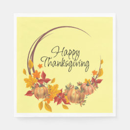 GLÜCKLICH DANKSGIVING Herbstlaubs Pumpkins Wreath Serviette