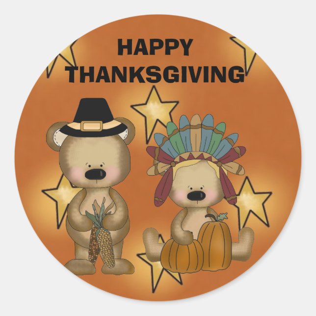 GLÜCKLICH DANKSGIVING RUNDER AUFKLEBER (Vorderseite)