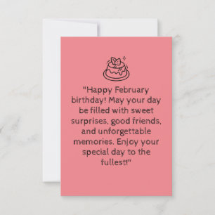 "Glücklich Februar Geburtstag!   Rosa Grußkarte Karte