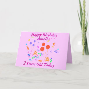 Glücklich Geburtstag 2 Jahre alt Karte