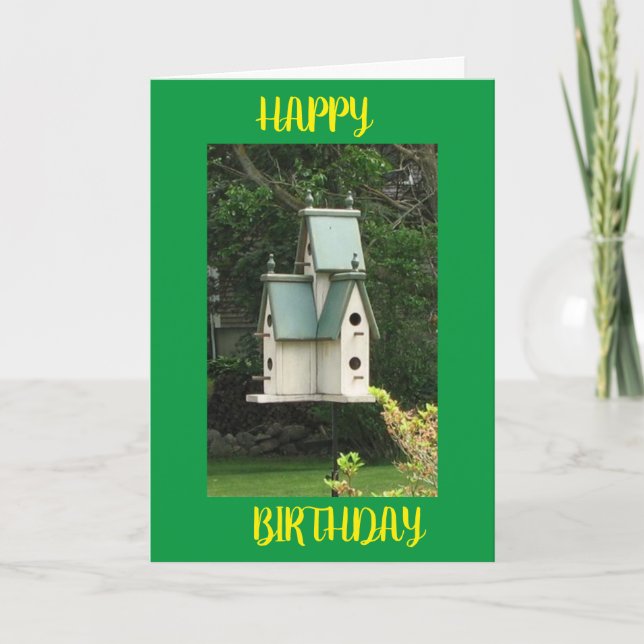 GLÜCKLICH "GEBURTSTAG" BIRDHOUSE FÜR SIE! KARTE (Vorderseite)