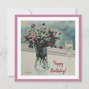 Glücklich Geburtstag hübsche rosa Blume Blumenstra Feiertagskarte