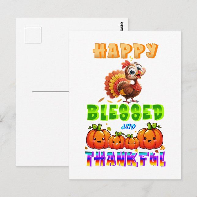 Glücklich Gesegnet Und Dankbar Postkarte (Vorne/Hinten)