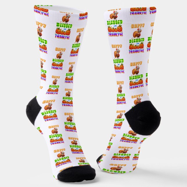 Glücklich Gesegnet Und Dankbar Socken (Gewinkelt)