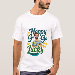 Glücklich Go Lucky: Lächelnder Mann mit positivem T-Shirt