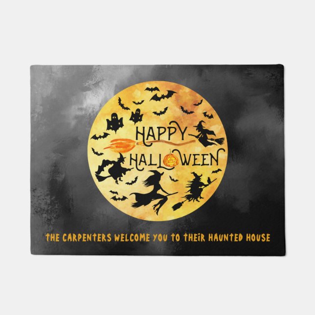GLÜCKLICH HALLOWEEN, Fliegerwitzen, Geister und Fl Fußmatte (Vorderseite)