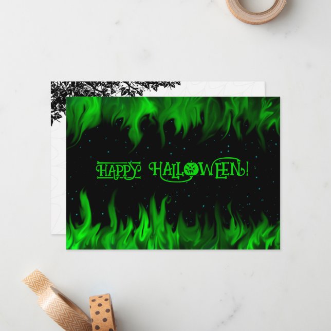 GLÜCKLICH HALLOWEEN! MITTEILUNGSKARTE (Vorderseite/Rückseite Beispiel)