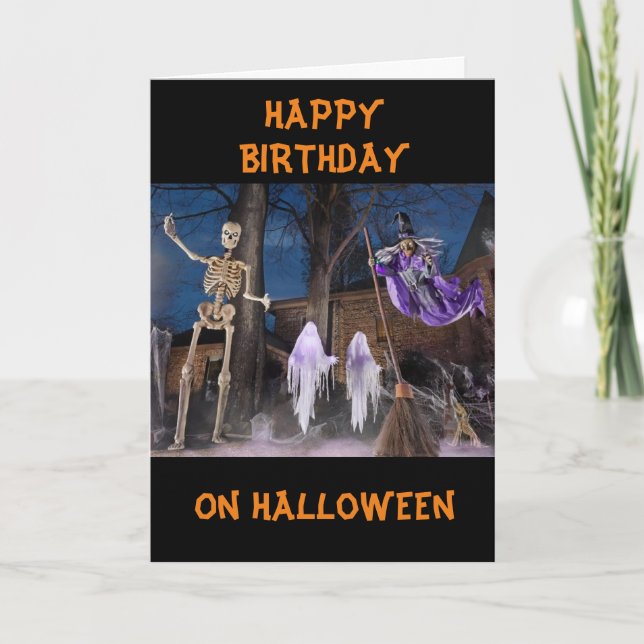 **GLÜCKLICH HALLOWEN GEBURTSTAG** UND BOO ZU IHNEN KARTE (Vorderseite)