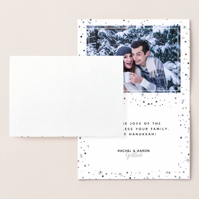 GLÜCKLICH Hanukkah + Foto Farbenpassender Schnee + Folienkarte (Anzeige)