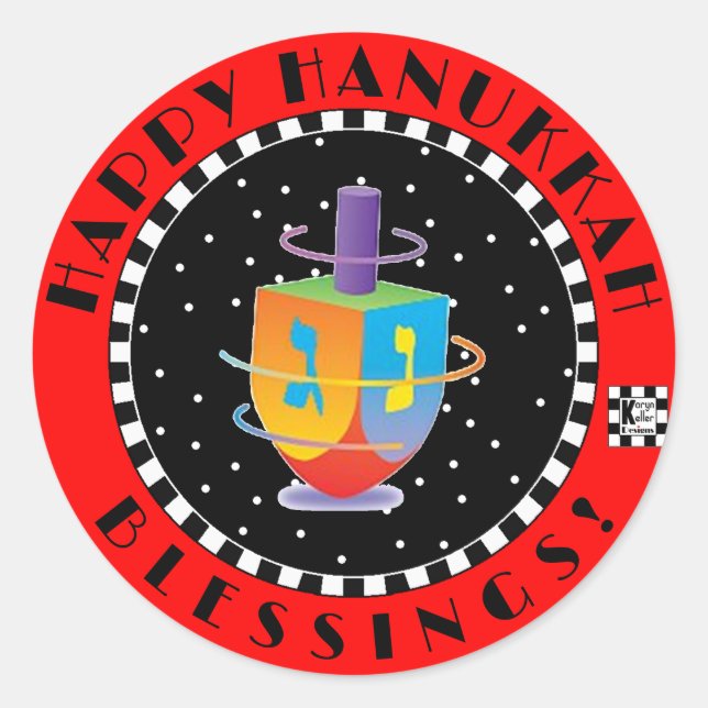 Glücklich Hanukkah Segnungen! Runder Aufkleber (Vorderseite)