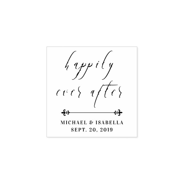 glücklich immer nach | Custom Wedding Typografy Gummistempel (Prägung)