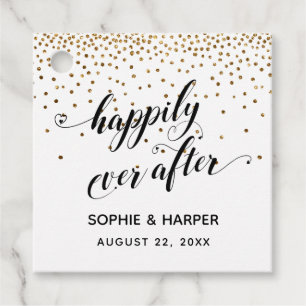 Glücklich immer nach dem Herzen und Gold Confetti Geschenkanhänger