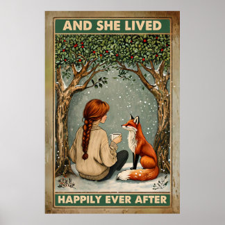 Glücklich immer nach dem Mädchen und Fuchs unter s Poster