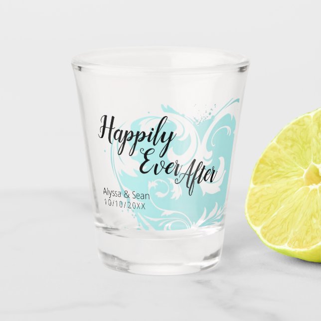 Glücklich immer nach der Gastgeschenk Hochzeit, Bo Schnapsglas (Vorderseite)