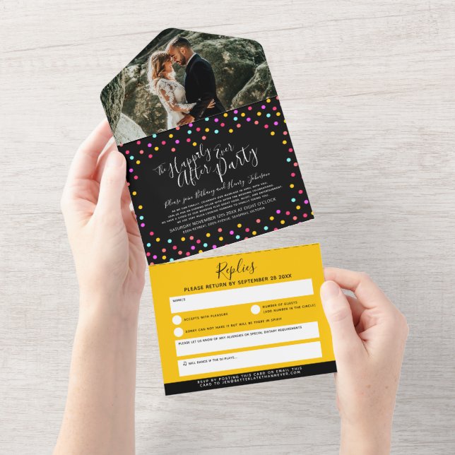 Glücklich immer nach der Hochzeit Party Foto Konfe All In One Einladung (Abreißen)