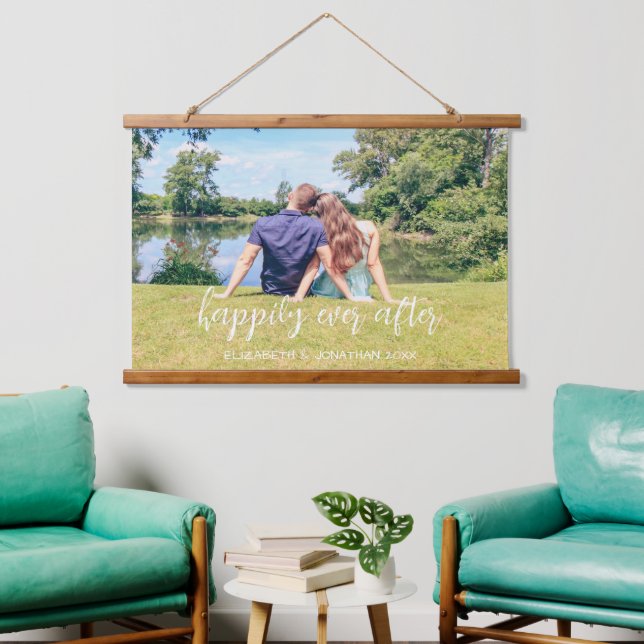 glücklich immer nach ein paar Fotos Wandteppich Mit Holzrahmen (Wohnzimmer)
