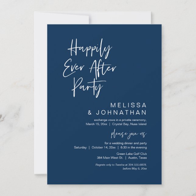 Glücklich immer nach, Hochzeit Elopement Party Inv Einladung (Vorderseite)