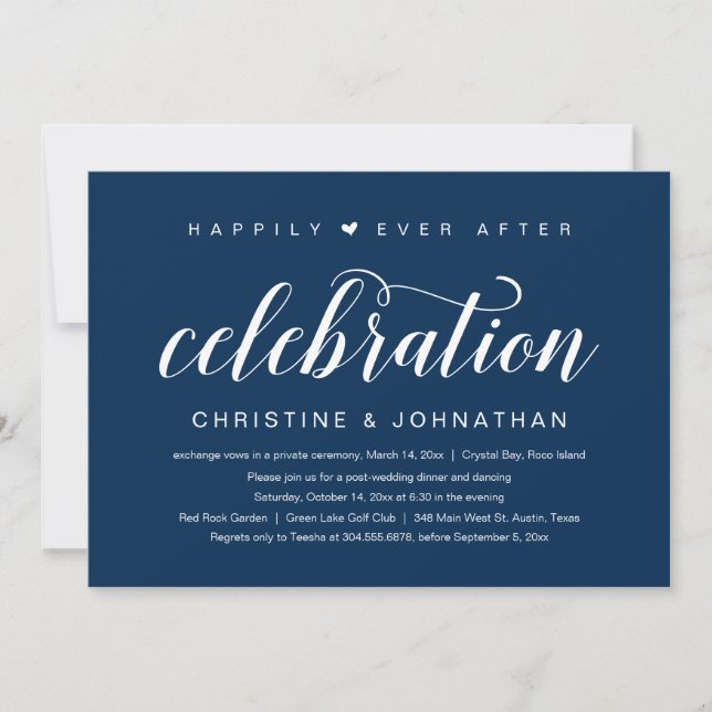 Glücklich immer nach, Hochzeit Elopement Party Inv Einladung (Vorderseite)