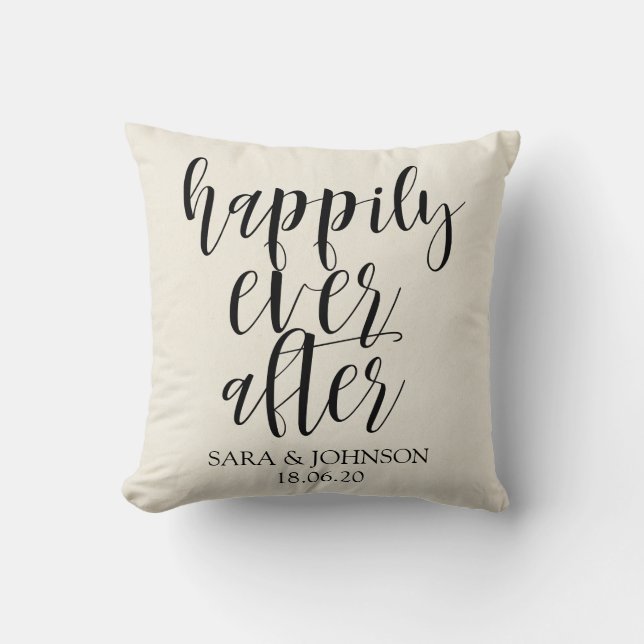 glücklich immer nach|Hochzeit Geschenk für Paare Kissen (Vorderseite)