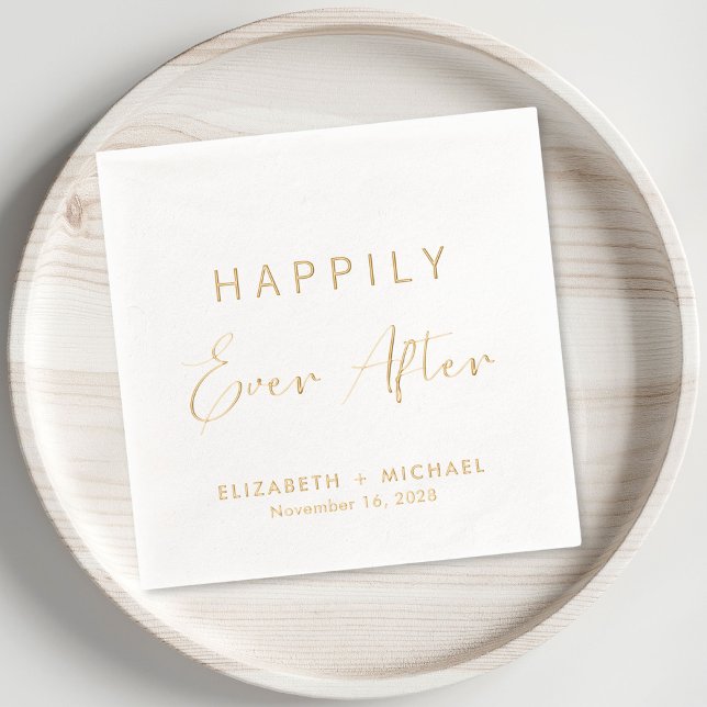 glücklich immer nach Hochzeit Servietten Mit Folie (Elevate your wedding reception decor with these elegant "Happily Ever After" foil napkins)