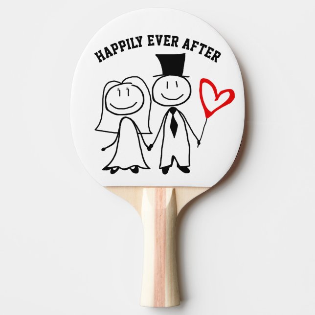 GLÜCKLICH JE NACH DEM WEDDING PING PONG PADDLE TISCHTENNIS SCHLÄGER (Vorderseite)