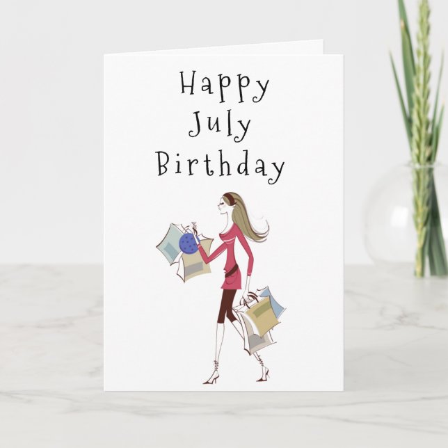 GLÜCKLICH *****JULI***** GEBURTSTAG FÜR **HER** KARTE (Vorderseite)