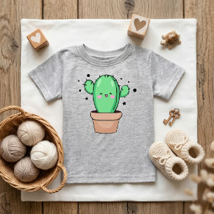 Glücklich lächelnd Baby Kaktus in Vase mit Sternen T-shirt