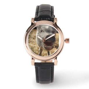 Glücklich, lächelnd, Minischwein Armbanduhr