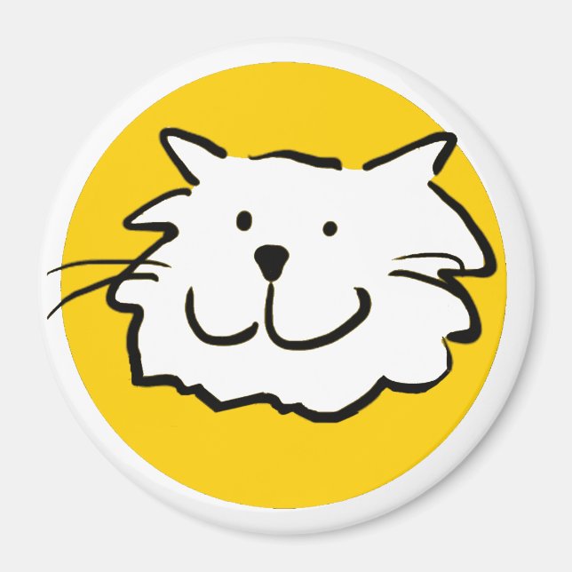 Glücklich lächelnde Katze als Spaß Cartoon Illustr Magnet (Vorne)