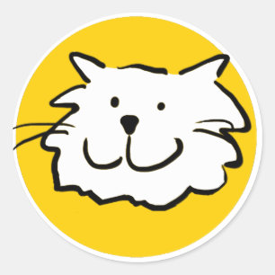 Glücklich lächelnde Katze als Spaß Cartoon Illustr Runder Aufkleber