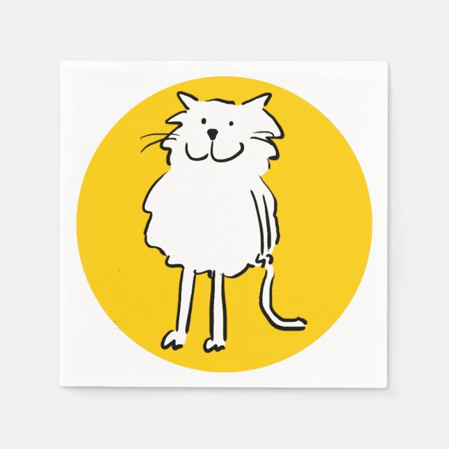 Glücklich lächelnde Katze als Spaß Cartoon Illustr Serviette (Vorderseite)