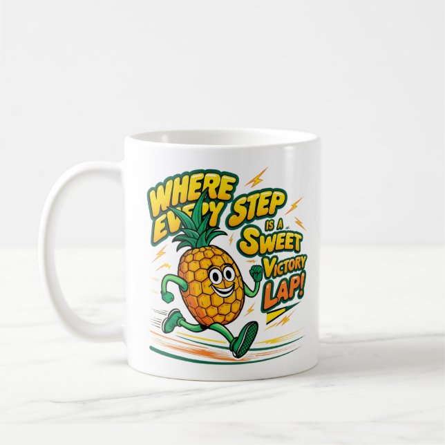 Glücklich laufende Ananas Kaffeetasse (Links)