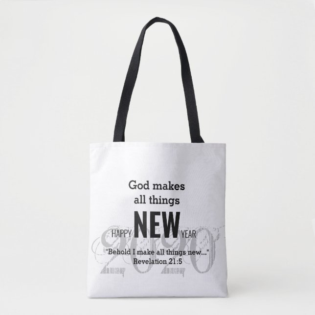 GLÜCKLICH NEUES JAHR 2020 Gewohnte Schrift WEISS Tasche (Vorderseite)