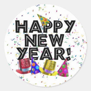 GLÜCKLICH NEUES JAHR! RUNDER AUFKLEBER