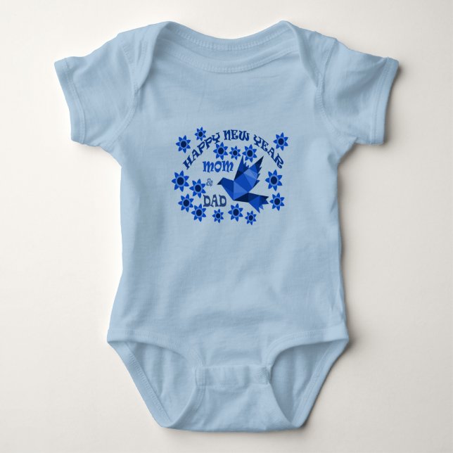 GLÜCKLICH NEUJAHR MAMA & VATER 2023 , Baby Bodysui Baby Strampler (Vorderseite)